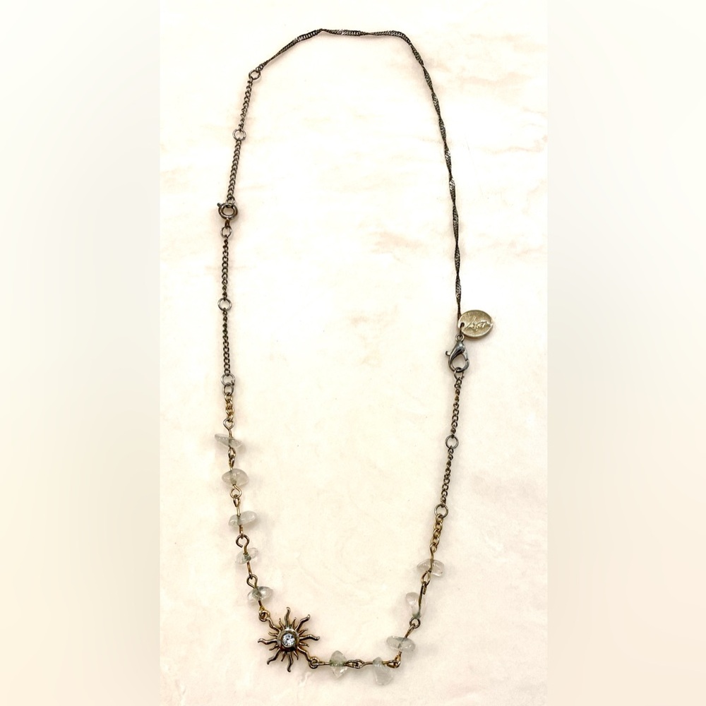 Vintage Mixed Metal Beaded Station Necklace in Gold and Silver Tones